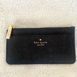 Kate Spade Glitter Black Large Slim Card Holder